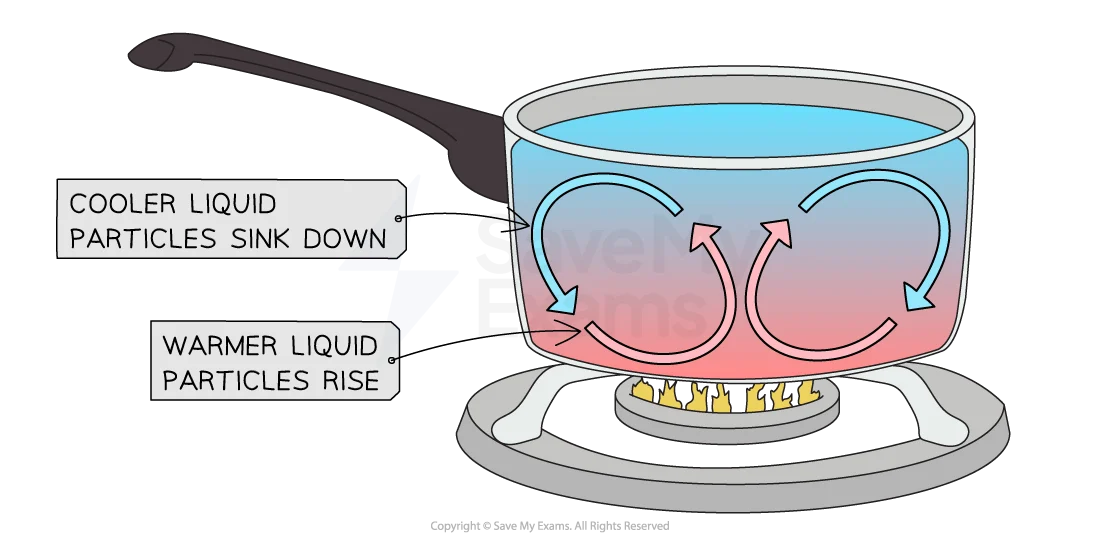 Image description: Convection current diagram in a liquid container